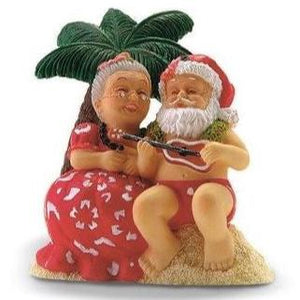 Serenading  Santa Hawaiian Christmas Ornament 