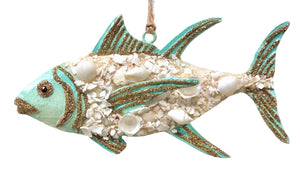 Kubla Crafts "Fish with Shells" Enamel Christmas Ornament