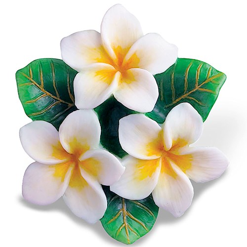 Plumerias - White Hand Painted Christmas Ornament - Polynesian Cultural Center