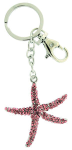 Kubla Crafts Pink Crystal Starfish Keychain