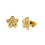 14K Gold Plumeria Flower Earrings