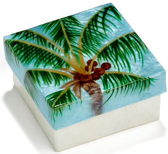 Kubla Crafts Coconut Palm Capiz Shell Keepsake Box