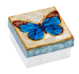 Kubla Crafts "Blue Butterfly" Capiz Keepsake Box- 3" x 3"