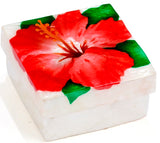 Capiz Box 3x3 Hibiscus Red - Polynesian Cultural Center