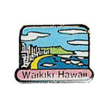 Waikiki Beach Enameled Metal Souvenir Pin