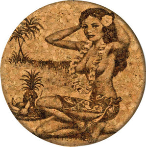 GrafixMat Hawaiian "Hula Girl" Natural Cork Coaster