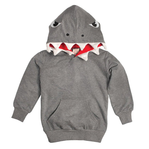 Doodle Pants Kids Cotton Shark Hoodie- Gray