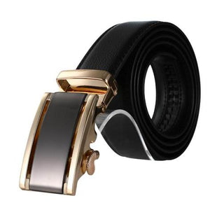 Mad Man Adjustable Vegan Leather Belt- Black/Gold