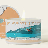 It's Paradise® "Banzai Pipeline" Soy Candle with its wick burning