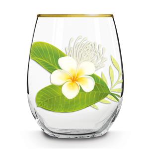 Stemless Plumeria Drinking Glass