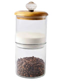 Mudpie Glass Door Knob Stackable Double Storage Jar Set filled with coffee beans and sugar