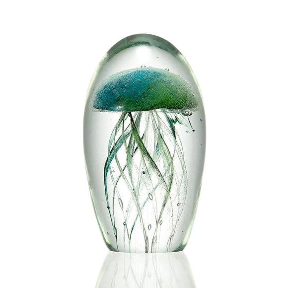 San Pacific International Teal & Green Jellyfish Art Glass 