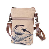 Cott N Curls "Ocean Life Whales" Slim Cotton Canvas Sling Cellphone Bag