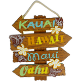 Wooden Hawaiian Islands Directions Sign