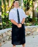 Male model wearing Polynesian-Style Sulu- Black