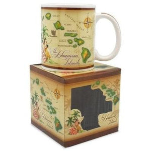 10-ounce Vintage Hawaiian Islands Map Mug with window box