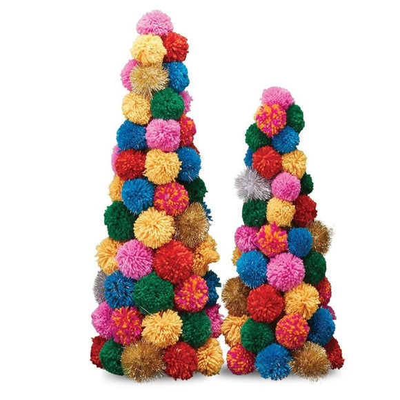 Bohemian Multi-Color Wool Pom Pom Christmas Tree- 19