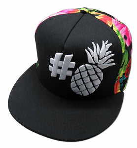 Black Hashtag Pineapple Adjustable Hat 