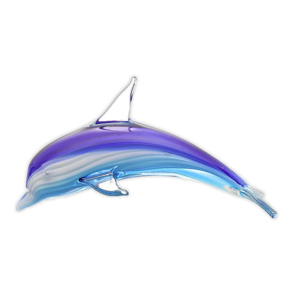 San Pacific International Layered Blue Glass Dolphin Figurine