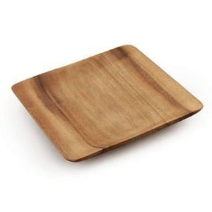 Solid Acacia Wood Square Wood Dining Plate- 8''x 8"