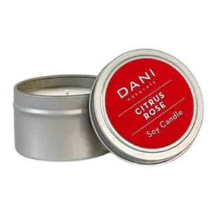 Dani Citrus Rose Scented Soy Candle in Tin- 6 oz.