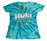 Ladies V-Neck Huki Tie-Dye Ocean Tee Shirt