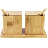 Bamboo Double Dipper Salt Boxes with Spoons