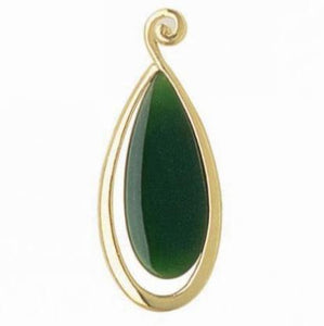 Ariki 22K Gold and Jade Oval Twist Pendant