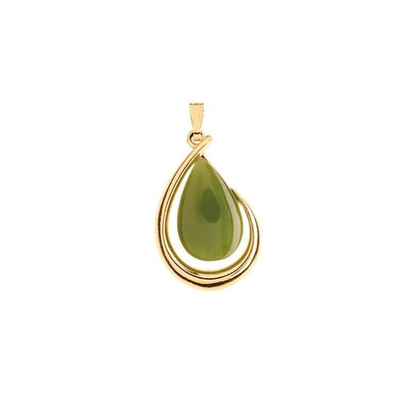 Ariki Nephrite Jade Teardrop 22K Gold Pendant