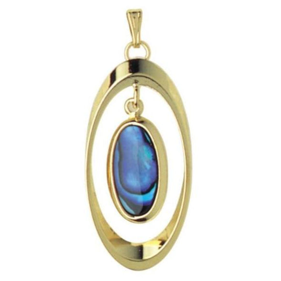 Ariki Gold & Paua Framed Oval Gold Pendant