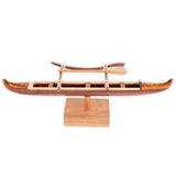 Hand-carved Hawaiian Koa Wood Racing Canoe Replica