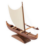 Hand-carved Hawaiian Fishing Canoe Replica with Sail 