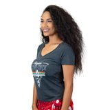 Ladies' Fit V-neck Hibiscus Shirt with Polynesian Cultural Center Logo