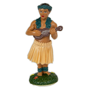 Hula Boy with Ukulele Dashboard Bobble Doll - 4"