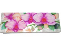 Kubla Crafts Long "Pink Orchids" Capiz Keepsake Box