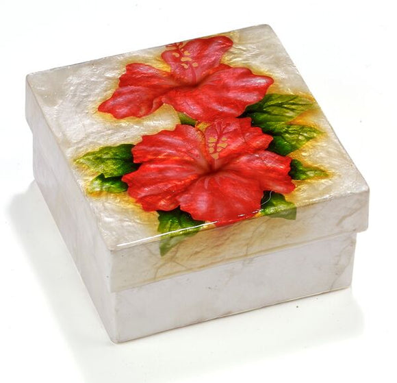 Capiz Box Lg 4x4 Hibiscus - Polynesian Cultural Center