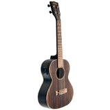 Kala Tenor Ukulele - Striped Ebony Satin Finish w/ Equalizer- Side View