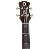 Luna Polynesian Tribal Tattoo Mahogany Tenor Ukulele- closeup of neck and headstock