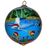 Santa and Friends Surfing Christmas Ornament