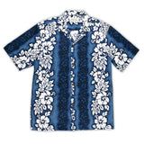 Royal Hawaiian Creations Men's "Aloha Hibiscus" Print Shirt- Blue