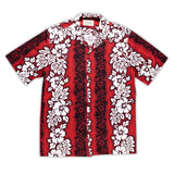 Royal Hawaiian Creations Men's "Aloha Hibiscus" Print Shirt- Red