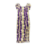 Hawaiian "Naomi" Cotton Muumuu Dress with Ruffled Hem- Ginger Purple