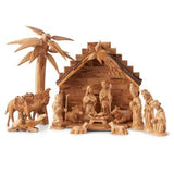 Earthwood 15-Piece Olive Wood Nativity Set- 10" x 10"