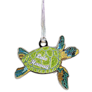 Green Glitter Laie Hawaii Turtle Ornament- 2.5"