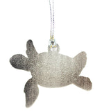 Green Glitter Laie Hawaii Turtle Ornament- 2.5" Back View