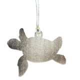 Blue Glitter Laie Hawaii Turtle Ornament- Back View