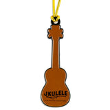 Back of Novelty Brown Ukulele Metal and Enamel Christmas Ornament- Back View