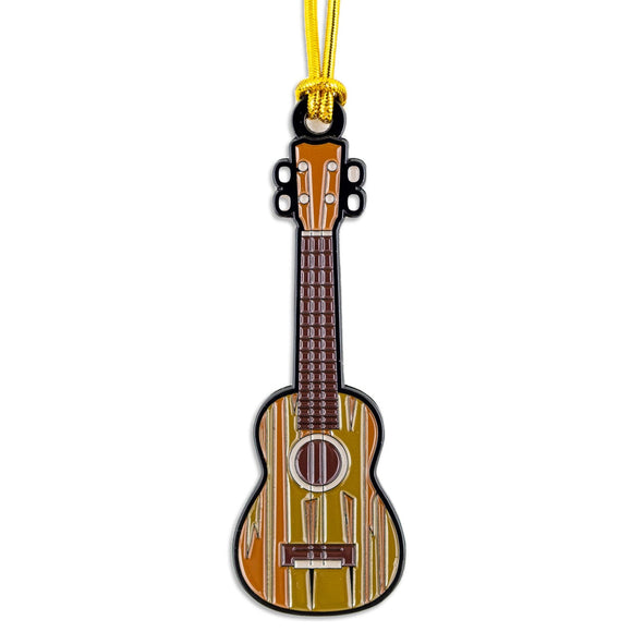 Novelty Brown Ukulele Metal and Enamel Ornament 