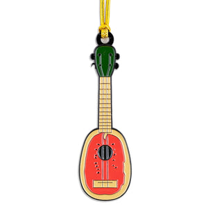 Novelty Watermelon Ukulele Metal Christmas Ornament - 2.5" 