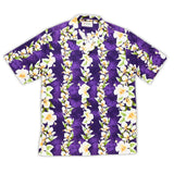 Royal Hawaiian Creations Men's "Aloha Hibiscus" Print Shirt- Purple